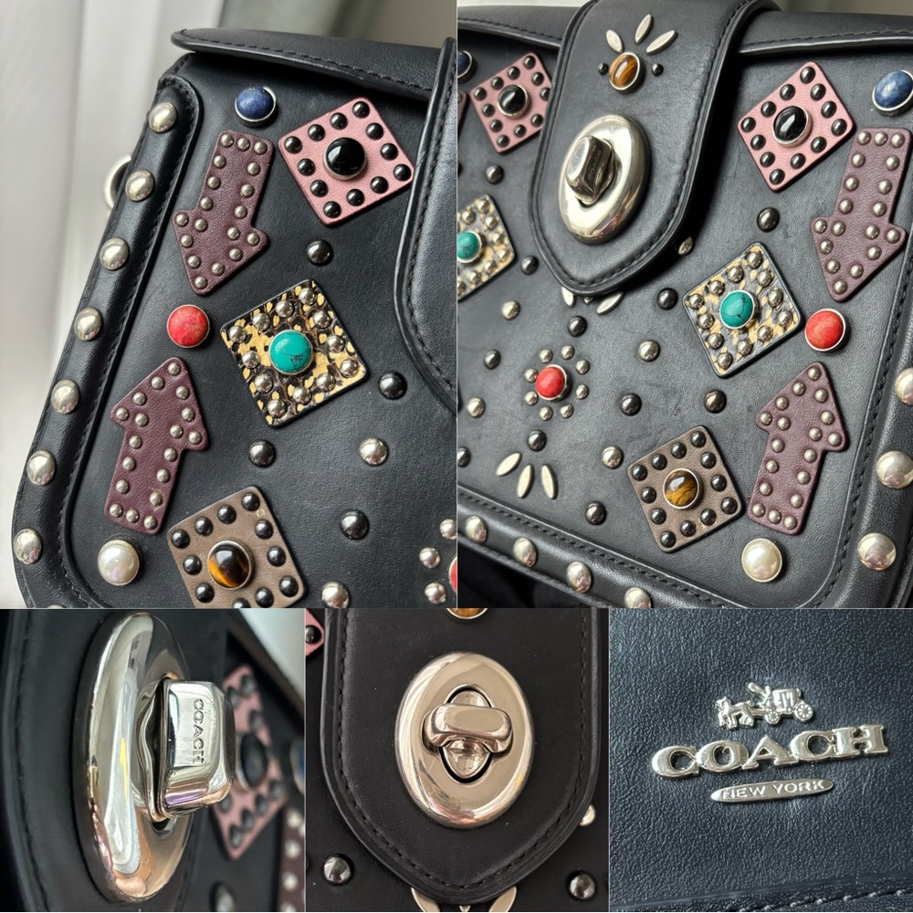 COACH Page Crossbody Bag With All Over Western Rivets - Picture 8 of 16